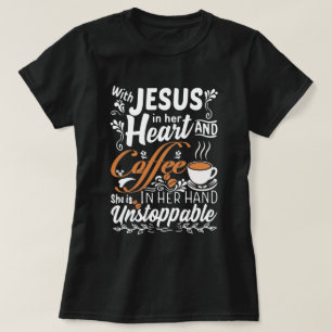 Camiseta Com Jesus em seu coração Café Cristão Engra