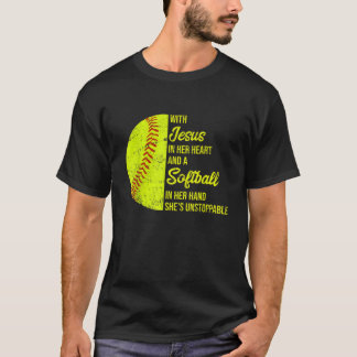 Camiseta Com Jesus Em Seu Coração Softball