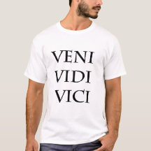 Camiseta com letras latinas Veni Vidi Vici