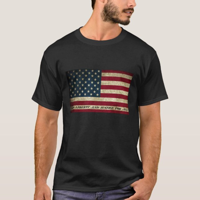 Camiseta Com Liberdade E Justiça Para Toda Bandeira America (Frente)