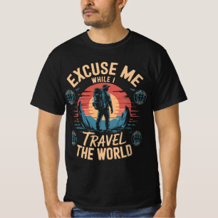 Camiseta Com Licença Enquanto Eu Viajo Pelo Mundo Turismo D