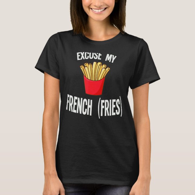 Camiseta Com licença, fries franceses de alimentos para ani (Frente)