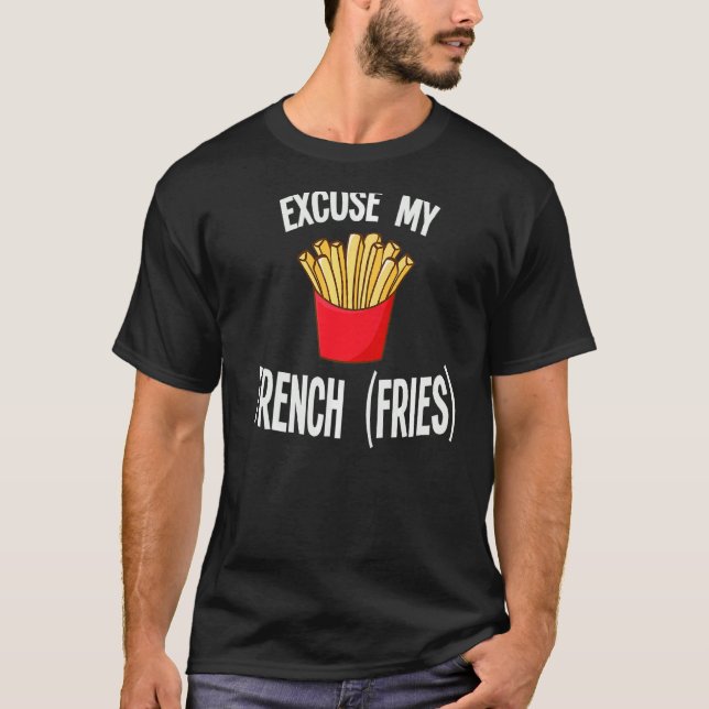 Camiseta Com licença, fries franceses de alimentos para ani (Frente)