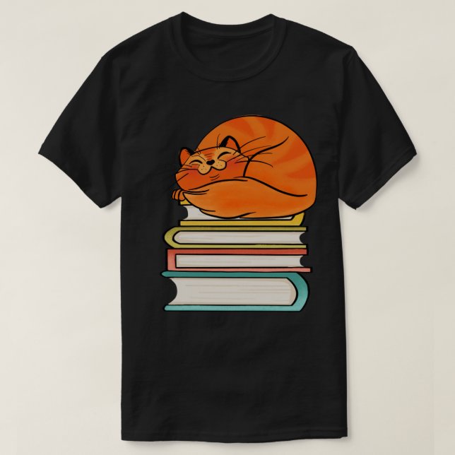 Camiseta Com Livros E Gatos A Vida É Doce (Frente do Design)
