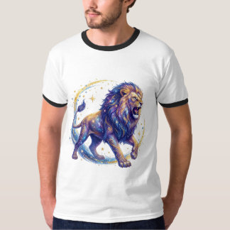Camiseta com Logotipo de Leão Geométrico Cósmico