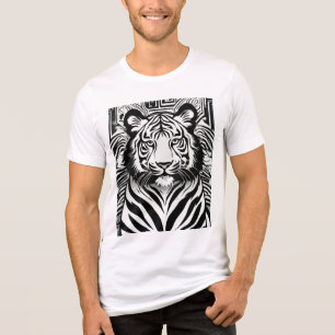 Camiseta com Logotipo de Leão Geométrico Monocromá