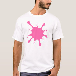 Camiseta com Manchas de Tinta Rosa   Abstrato Artí
