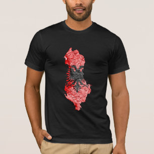 Camiseta com Mapa da Albânia em Cores da Bandeira