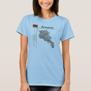 Camiseta com Mapa da Armênia + Bandeira + Título