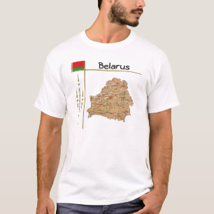 Camiseta com Mapa da Bielorrússia + Bandeira + Tít