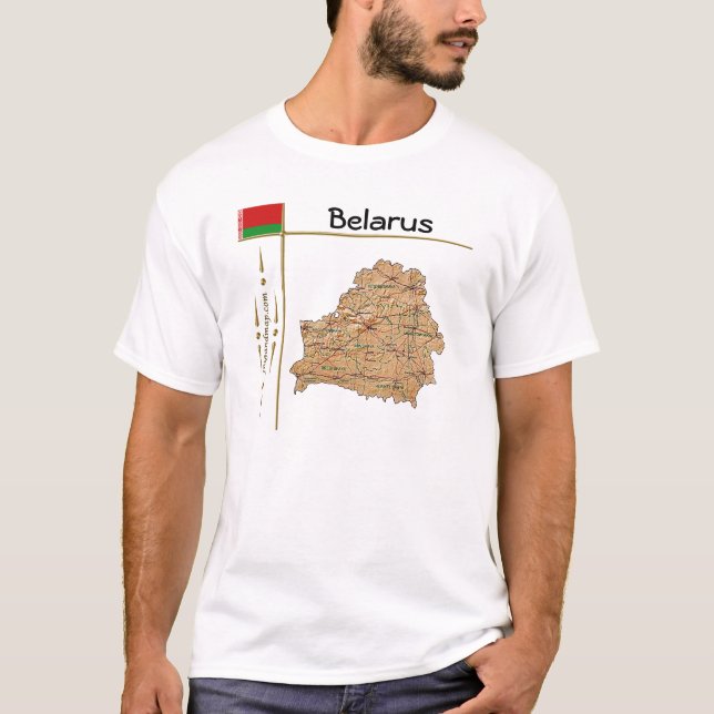 Camiseta com Mapa da Bielorrússia + Bandeira + Tít (Frente)