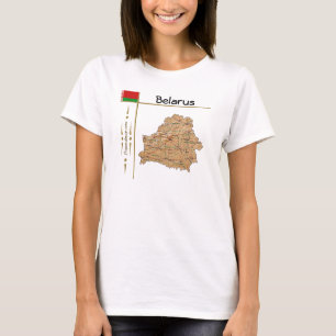 Camiseta com Mapa da Bielorrússia + Bandeira + Tít