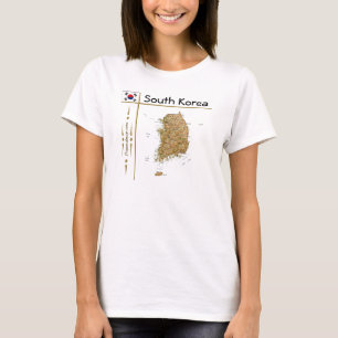 Camiseta com Mapa da Coreia do Sul + Bandeira + Tí