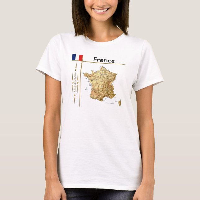 Camiseta com Mapa da França + Bandeira + Título (Frente)