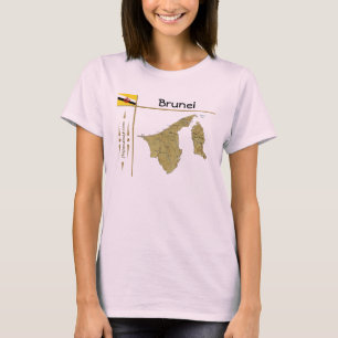 Camiseta com Mapa do Brunei + Bandeira + Título