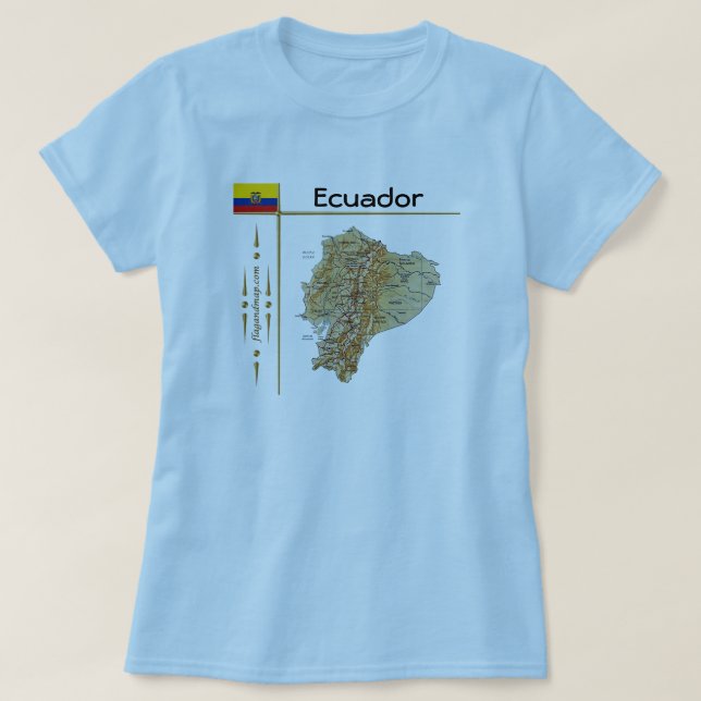 Camiseta com Mapa do Equador + Bandeira + Título (Frente do Design)