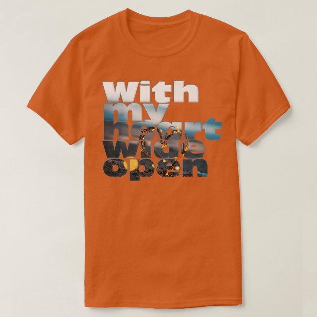 Camiseta Com meu coração bem aberto (Frente do Design)