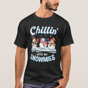 Camiseta Com Meus Papais noeis Divertidos Snowmies Esquadr