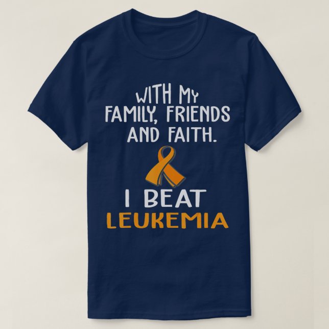 Camiseta Com minha Fé Familiar Eu Bato Na LEUCEMIA (Frente do Design)