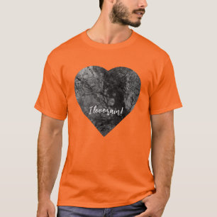 Camiseta com modelo de recorte de imagem de coraçã