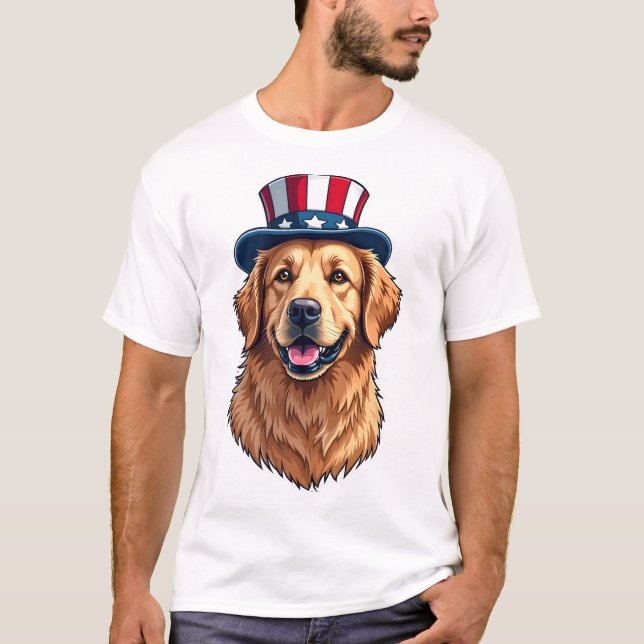 Camiseta com Moldura Dividida do Golden Retriever  (Frente)