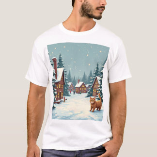 Camiseta com Natal e gatos
