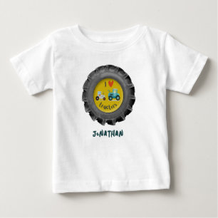 Camiseta com nome de menino Pneu de trator fofo