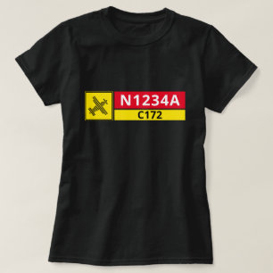 Camiseta com Número de Aeronave e Sinal de Pista