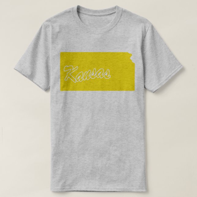 Camiseta com o formato do estado do Kansas (Frente do Design)