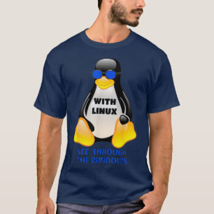 Camiseta Com o Linux de computação, veja através do Windows