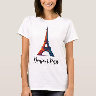 Camiseta com o título Bonjour Paris design de viag