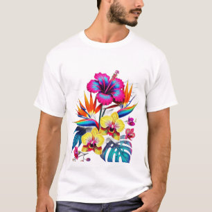 Camiseta com Padrão Botânico Vintage