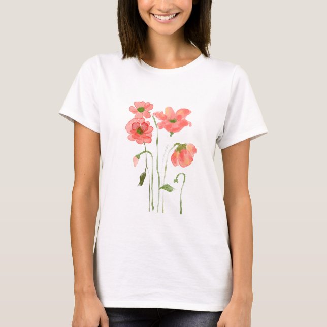 Camiseta com padrão de flor paposa (Frente)