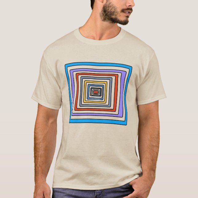 Camiseta com Padrão Geométrico Quadrado Abstrato C (Frente)
