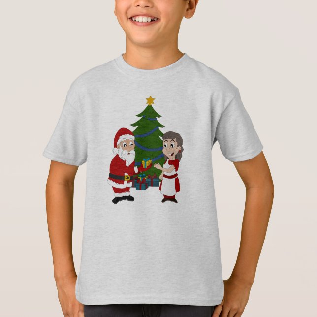 Camiseta com Papai Noel e Mamãe Noel (Frente)