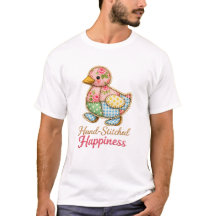 Camiseta com Patos em Patchwork Bordada – “Costura