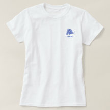 Camiseta com Pequena Borboleta Azul Minimalista