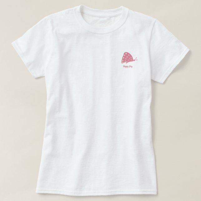 Camiseta com Pequena Borboleta Vermelha Minimalist (Frente do Design)