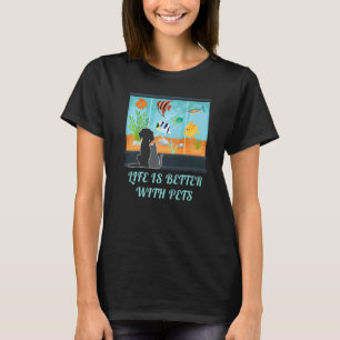 Camiseta Com Pets Aquário Peixe Cachorro Gato Animal