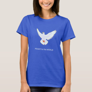Camiseta com Pombo da Paz e Texto Editável
