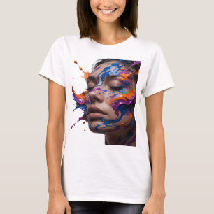 Camiseta com respingo de tinta colorida roxa elega