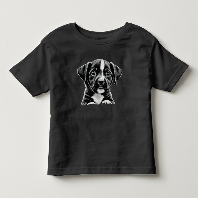 Camiseta com Retrato de Cachorrinho Fofo – Amante  (Frente)