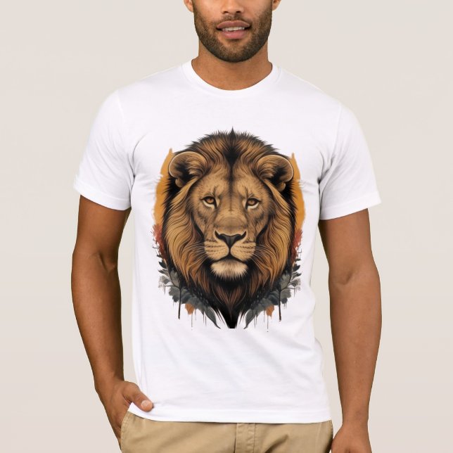 Camiseta com Retrato do Leão Majestoso (Frente)
