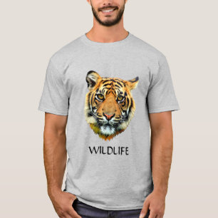 Camiseta com rosto de animal tigre selvagem