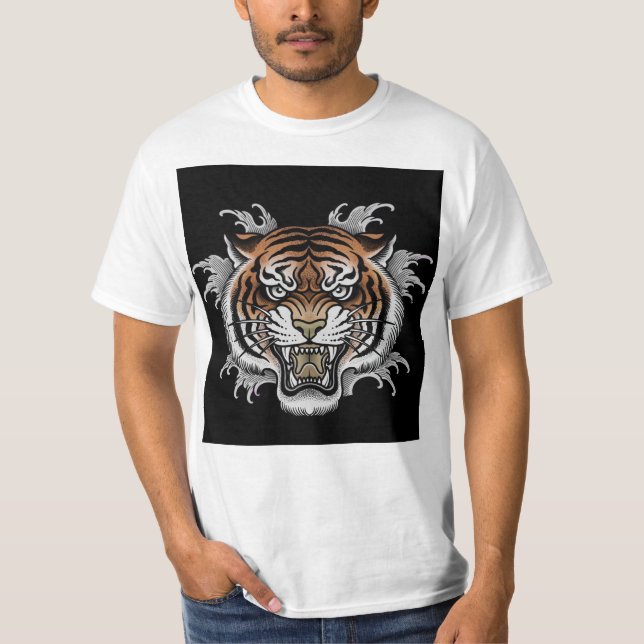 camiseta com rosto de tigre (Frente)