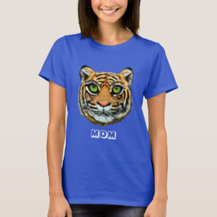 Camiseta com Rosto de Tigre Jovem Selvagem e Calig