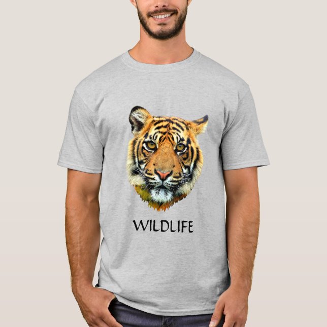 Camiseta com rosto de tigre selvagem (Frente)