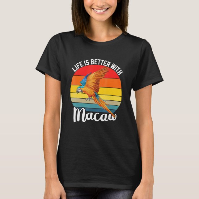 Camiseta Com Scarlet Macaw Colorida Parrot Bird (Frente)