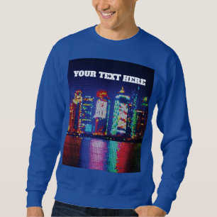 Camiseta com Silhueta de Cidade Neon em Arte Pixel