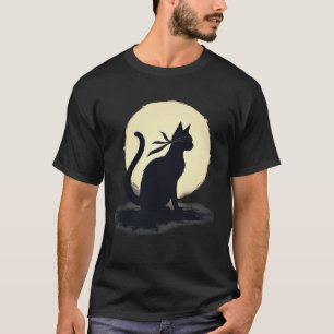Camiseta com Silhueta de Gato Ninja Misterioso